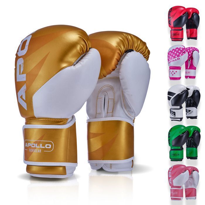 Gants de boxe Apollo 16 oz – gants pro pour kickboxing et MMA – Gold