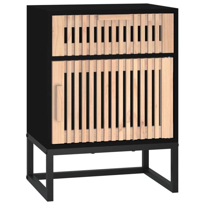 Haut de gamme - Table de chevet noir 40x30x555 cm - Bois d’ingénierie et fer EU03_3913628