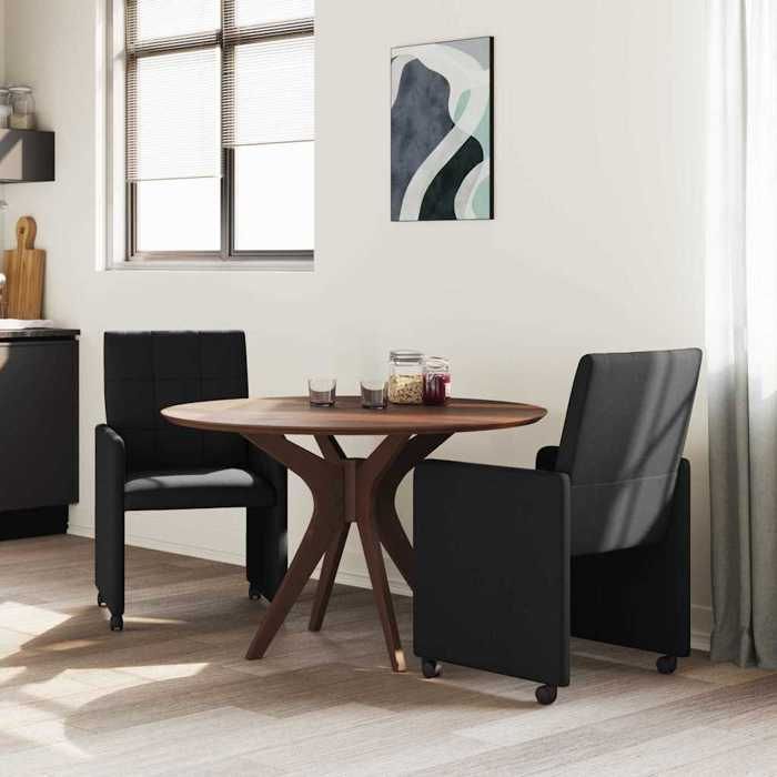 Chaises de salle à manger avec roulettes - vidaXL - Lot de 2 - Noir - 58x65x94 cm - Tissu - Contreplaqué et métal