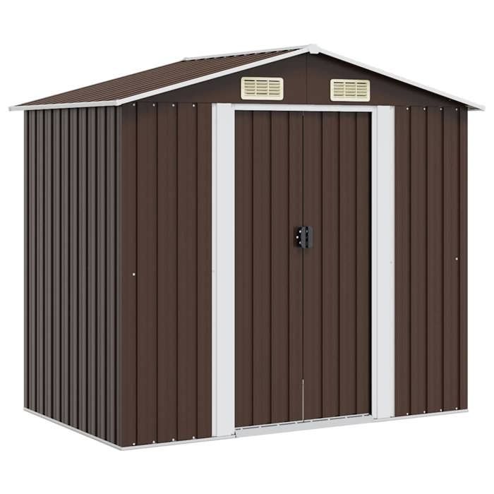 Abri de jardin en acier - JILL - 204x132x186 cm - Marron - Acier galvanisé - 4 trous de ventilation