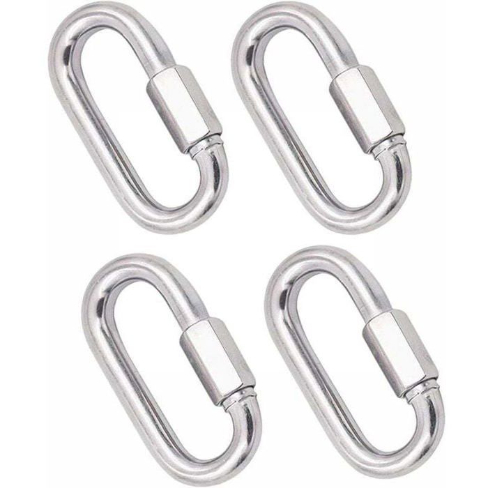 4 Pièces Mousqueton en Acier Inoxydable Robuste M8 304 Verrouillage Rapide à Vis Quick Link Keychain Buckle pour la Maison