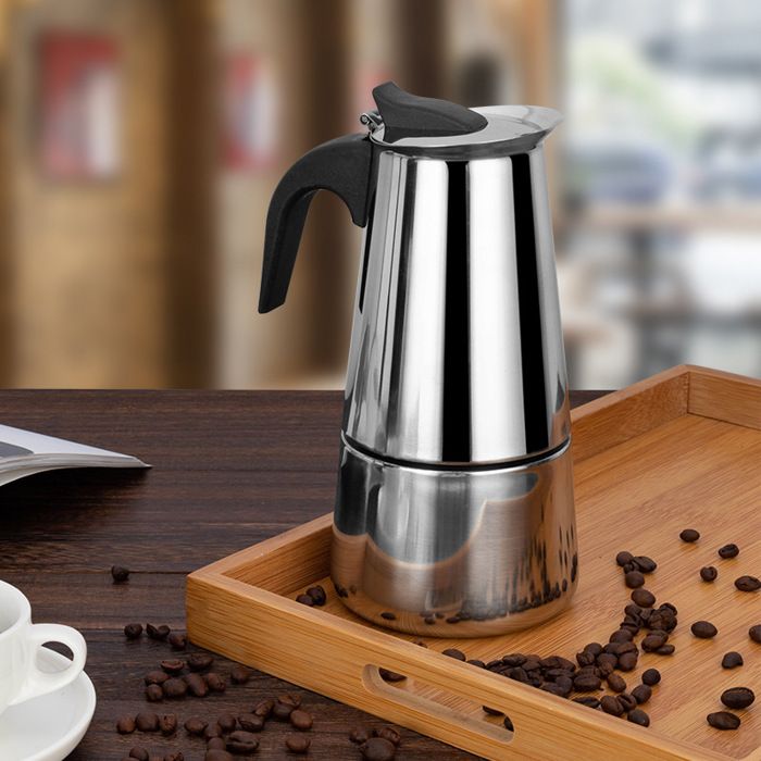 Cafetière Italienne Hominas 450 Ml - 9 Tasses, Moka En Acier Inoxydable Pour Gaz Et Induction, Poignée Confort