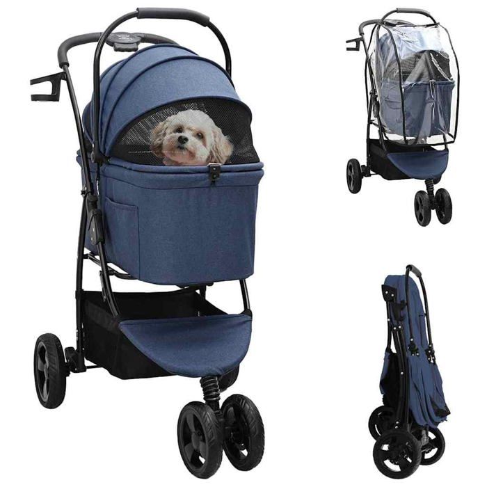 Poussette Pliante Pour Animaux VidaXL – Polyester, Réglable 78 x 54 x 101 cm - vue 7