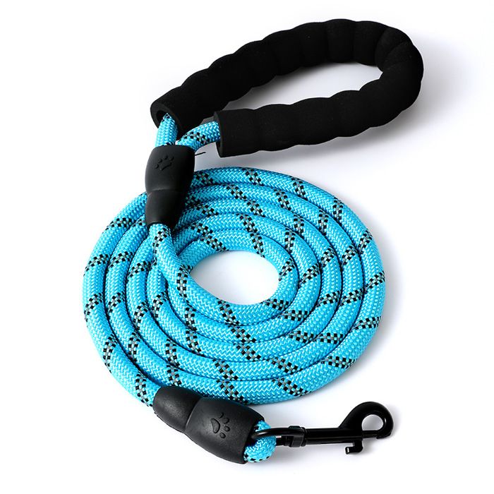 Laisse pour chien - XVX - 15 m - Poignée rembourrée - Fils réfléchissants - Bleu
