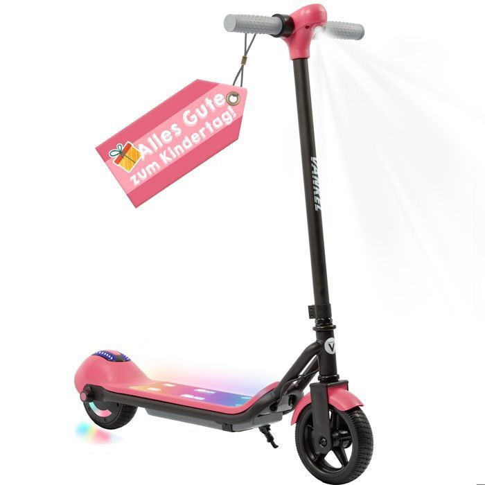 Trottinette électrique Enfant ESTVELO 6,5″ – 12 Km/h, 10 Km D'autonomie, 7 Couleurs LED, Sécurité Renforcée