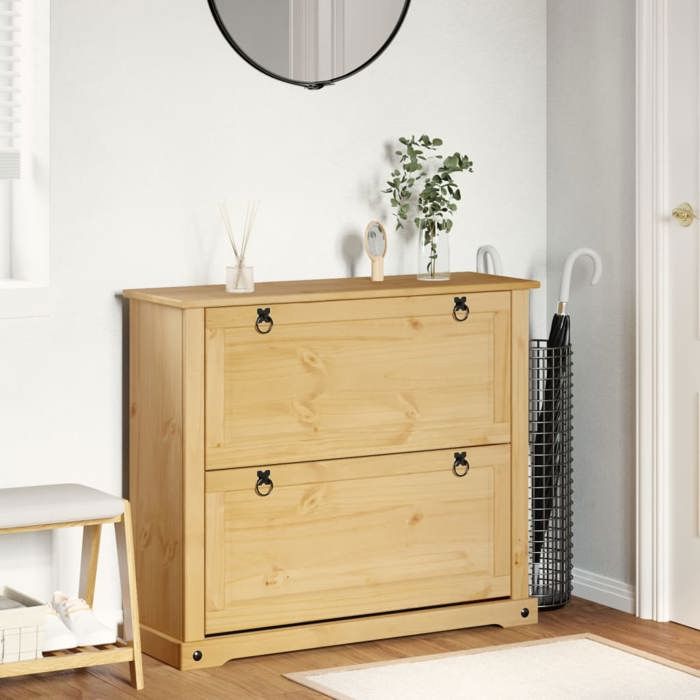 [83357]Armoire à chaussures - Meuble Chaussure d’Entrée - Corona 99x32x85 cm bois de pin massif Poids:23 Kg