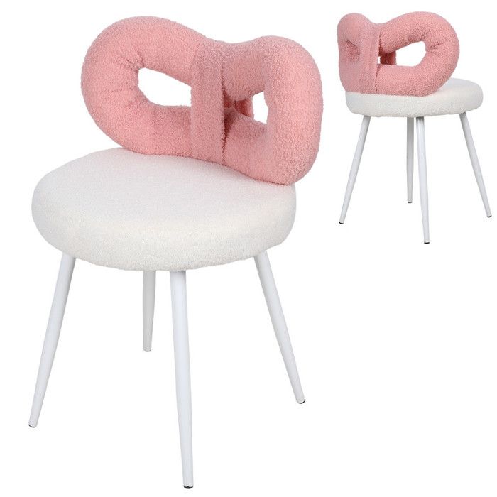 Fauteuil de chambre – FIANAO – structure acier carbone – assise laine synthétique – dossier nœud – 37x37x46 cm – Blanc et Gris