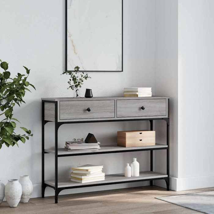 Table console - ZENCORE - Armoire dentrée - Pour salon - sonoma gris 100x25x75cm bois dingénierie M2942294