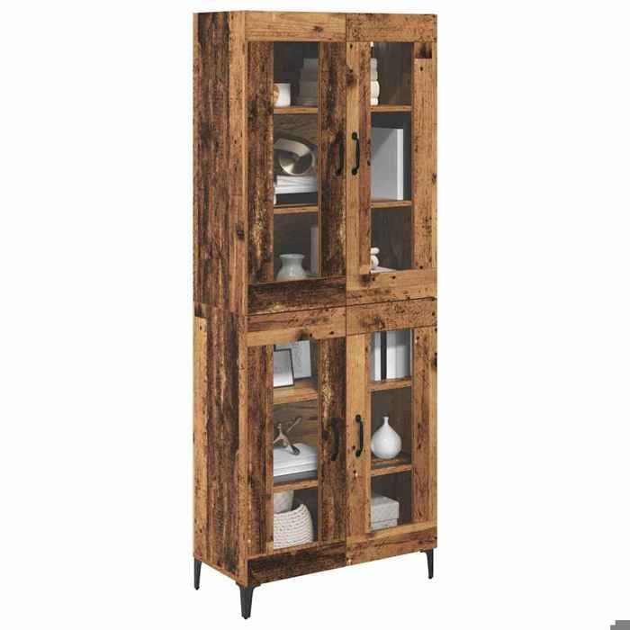 Vaisselier de cuisine - Marron - Haut Armoire - SWEETY - avec rangement - Bois ancien - 695x34x180cm - Bois dingénierie LH5170177