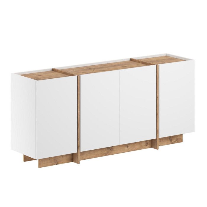 Buffet en bois Dorma - 180 x 45 x 80 cm - Blanc / Pin Atlantique Buffet en bois Dorma - 180 x 45 x 80 cm - Blanc / Pin Atlantique