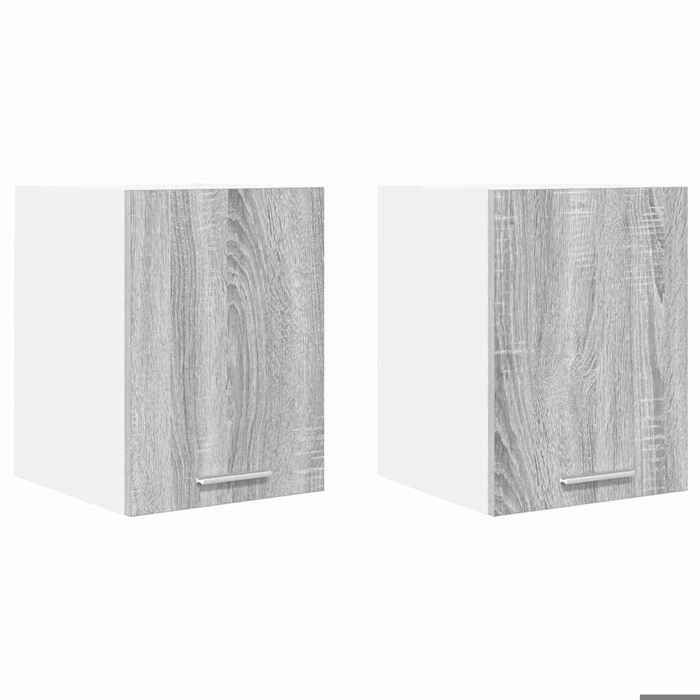 Gris Placard suspendue - Armoire Murale 2 pcs Gris Sonoma et Blanc 30x31x40cm FZ43659