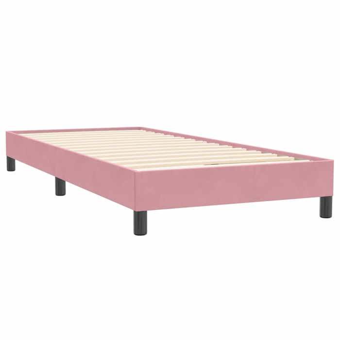 Sommier à lattes de lit sans matelas rose 80x220 cm velours L14347