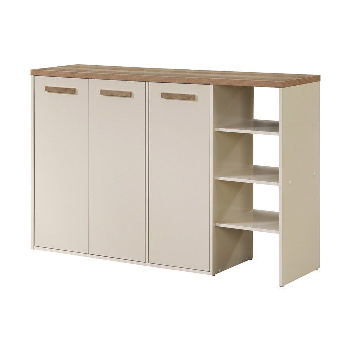 Meuble à chaussures 3 portes et 3 niches - Beige et Naturel clair - SKAIDO
