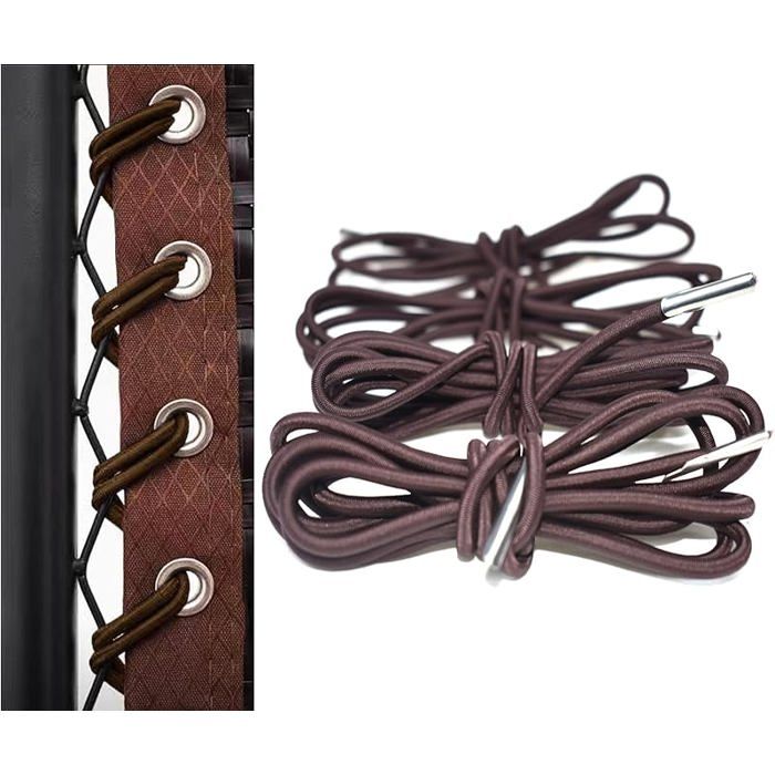 Lot de 4 Élastiques de Remplacement pour Transat Jardin - Corde de Rechange Durables et Faciles à Installer (Marron 2 x 2 3 Marron
