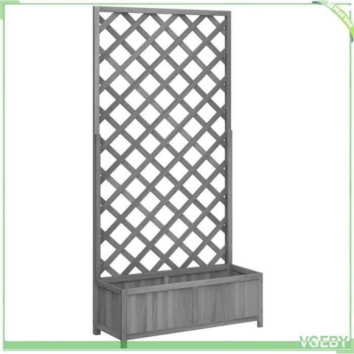 Jardinière avec treillis - FAFEICY - 365480 - Bois massif de sapin - Gris - 90 x 35 x 180 cm