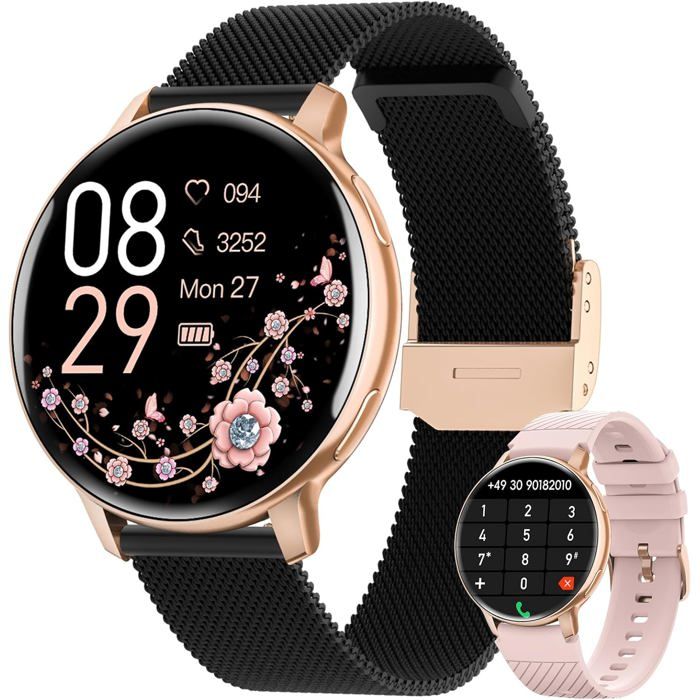 Montre Connectée Femme, 1.39" Smartwatch avec Appel Bluetooth