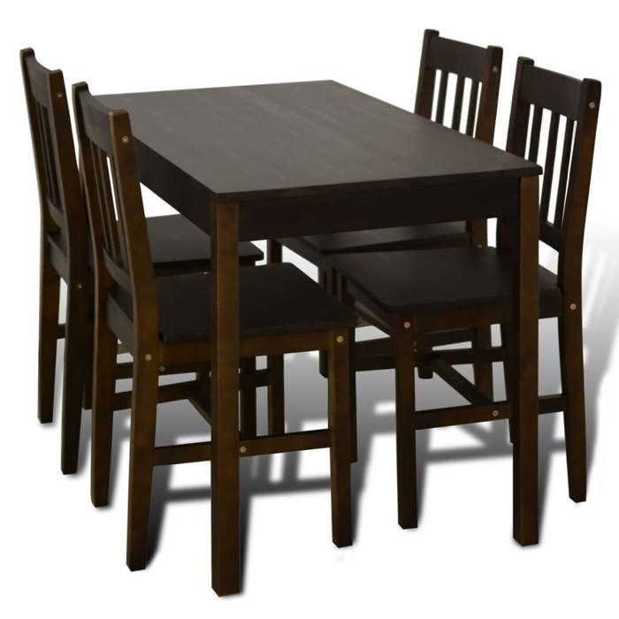 Table de salle à manger avec 4 chaises - Solide&Luxe - chaise repas - Marron - 108 x 65 x 73 cm（32801）