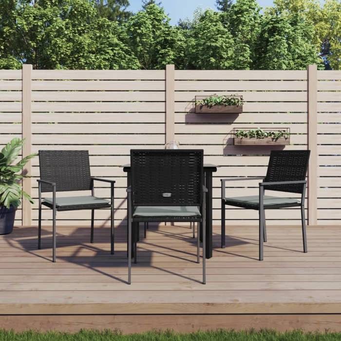 VIDAXL Ensemble Table avec chaises jardin (5 pcs) - ANTI-UV - coussins - résine tressée acier 54x62.5x89 cm M2295