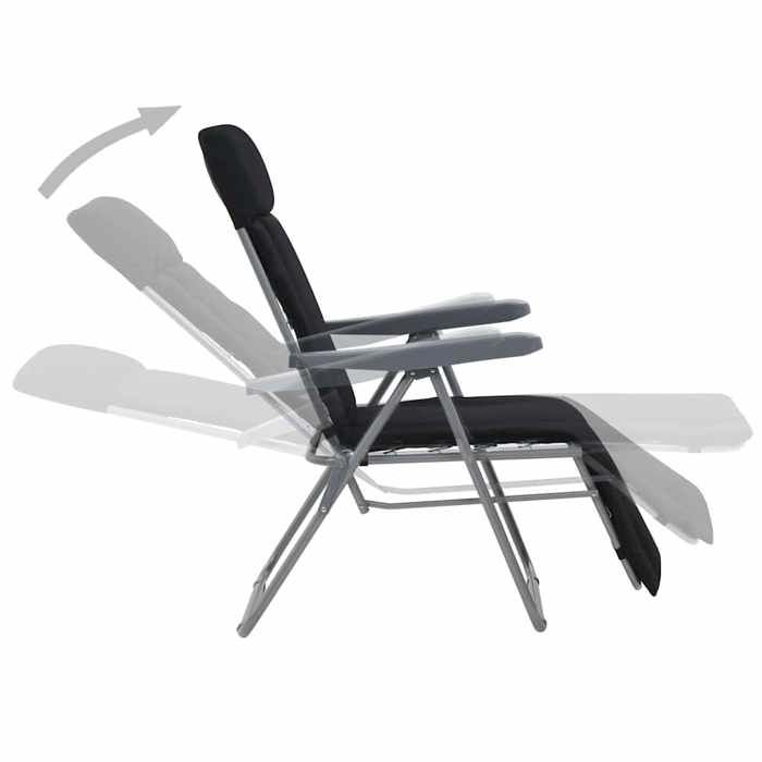 Chaises de Jardin 2 pcs Noir 58x73x107 cm(110 kg par siège) en acier laqué avec dossier inclinable pliable et coussins confort 2580