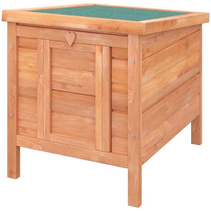 Clapier - Clapier Lapin Extérieur en Bois avec Rampe et Toit Ouvrant - Cage Lapin - 51 x 42 x 43 cm - Bois Naturel et Vert