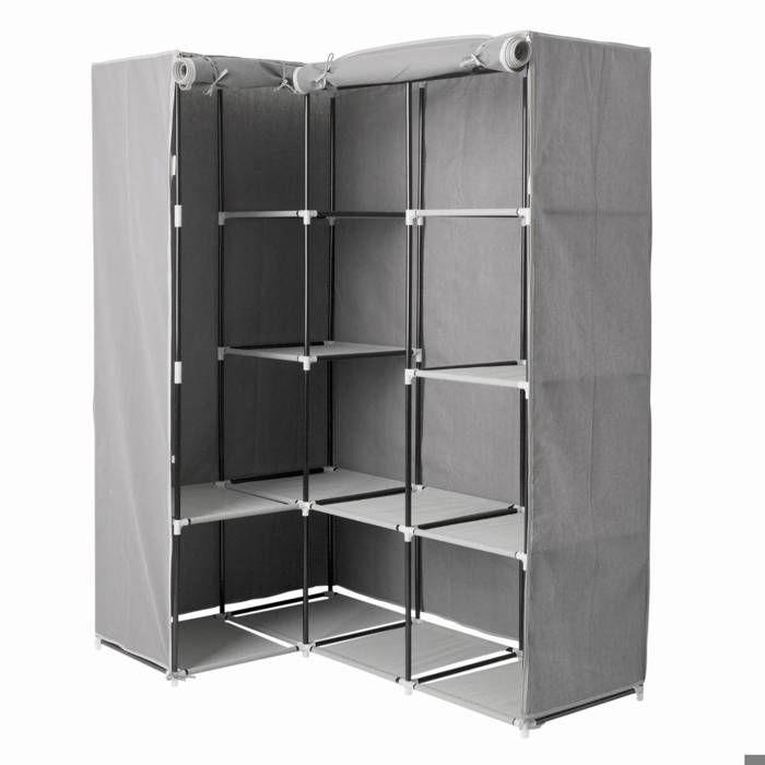 armoire d'angle - five - 1 penderie 10 étages - métal - gris