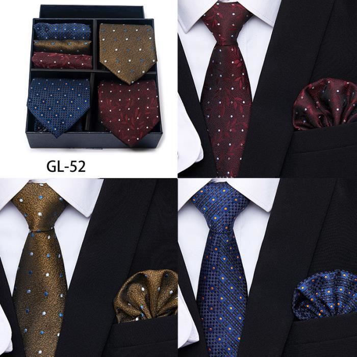 Ensemble cravate et carré de poche à motif géométrique