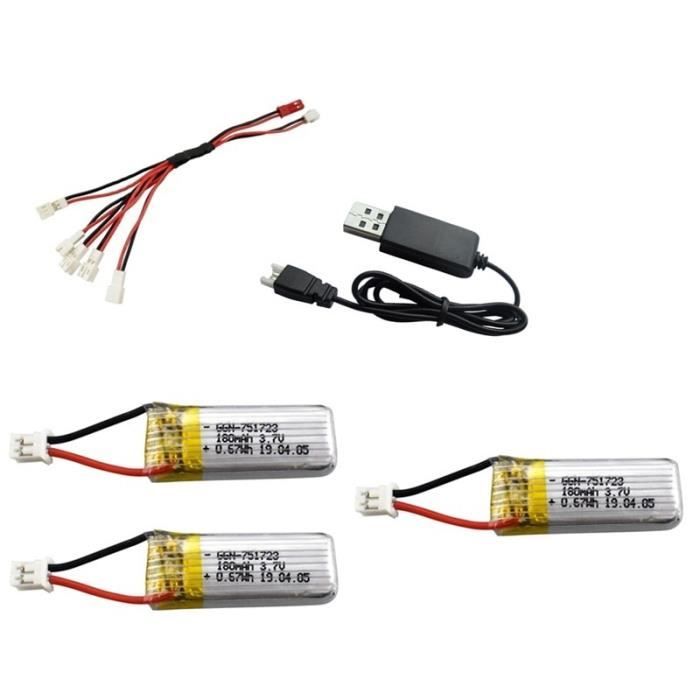 5 Batteries 3.7V 180mAh + Chargeur 5-en-1 Pour Drone A20/A20W - Pièces Rechange Télécommande