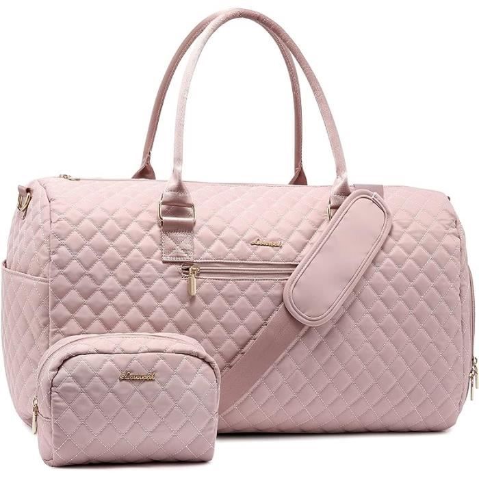 Sac de Voyage Femme Sac de Sport avec Compartiment à Chaussures & Sac  Humide Séparé, Grand Valise de Maternité, Rose