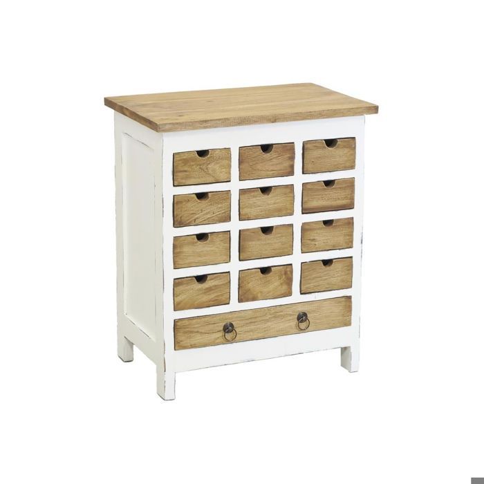 Commode 13 tiroirs en acajou naturel et blanc Commode 13 tiroirs en acajou naturel et blanc