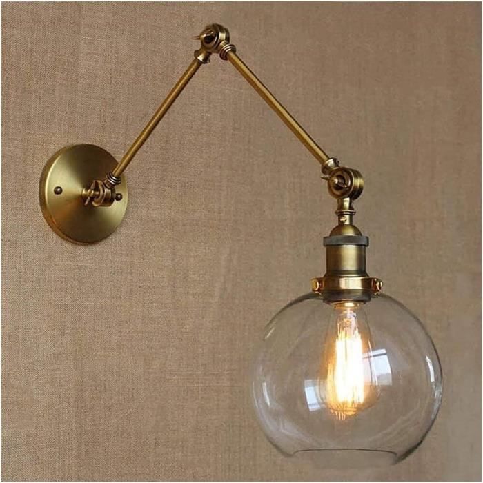 Applique Murale Industrielle Bras Long Réglable - Spot Vintage Métal Noir E27, Lampe Murale Pliable Pour Salon, Bar Et Café