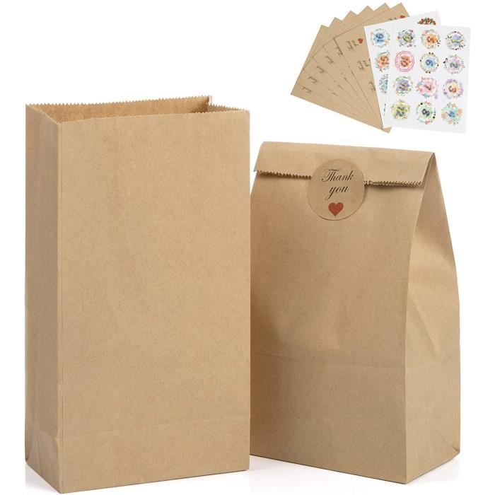 Pochette Kraft, 100 Petites Sac Kraft 22 x 12 x7 cm, Sac d'Emballage