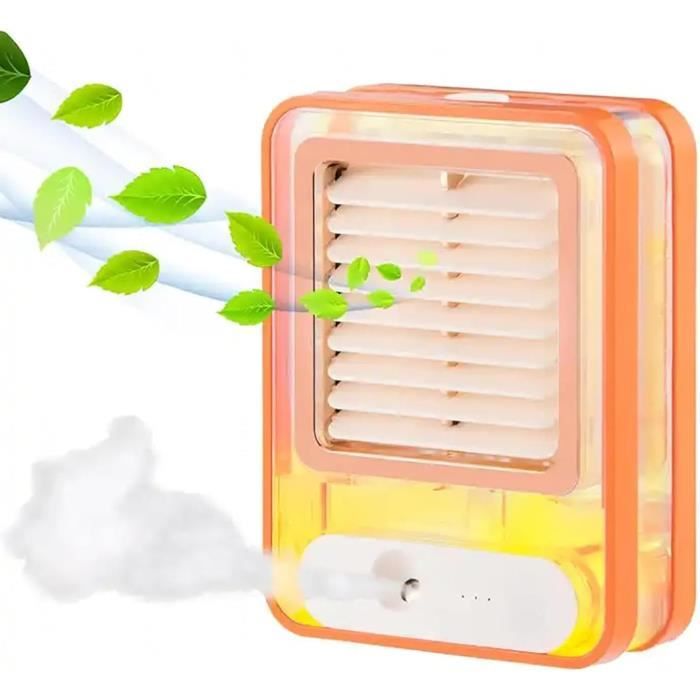 Mini Climatiseur Portable Ventilateur USB 3 Vitesses - Refroidisseur D'Air Personnel Silencieux Avec Humidificateur (Jaune)