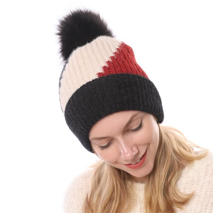 Casquette,Chapeau tricoté en laine et soie pour femme, acrylique