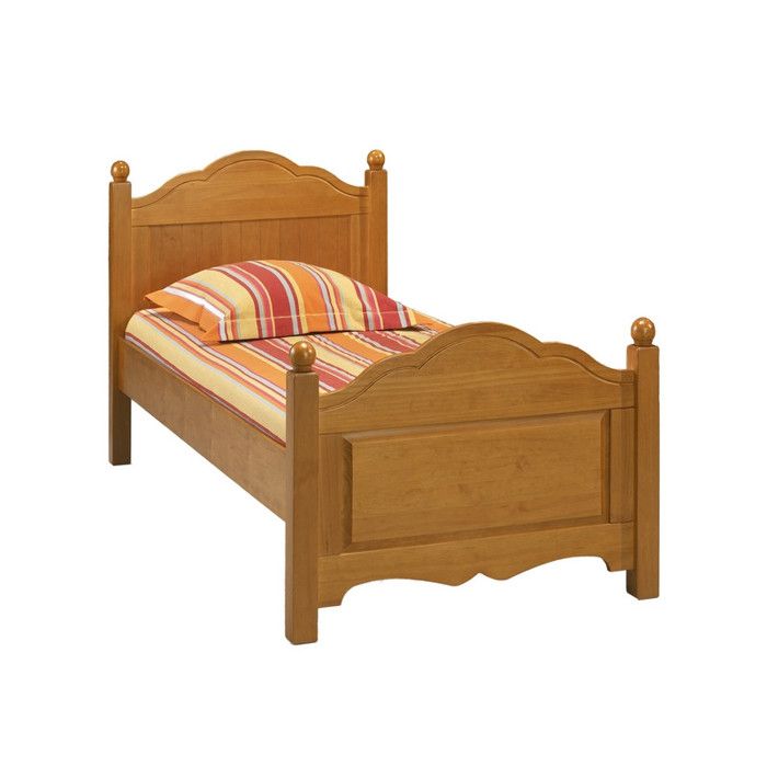 Lit 1 Place - Pin - 90 x 190 cm - Style Anglais - Miel - Bois Massif Lit 1 Place - Pin - 90 x 190 cm - Style Anglais - Miel - Bois Massif