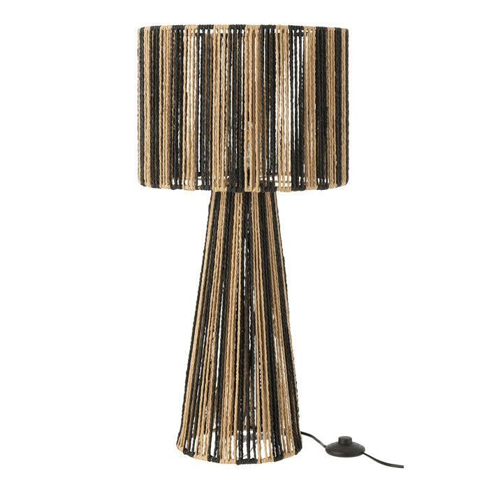 Lampe à Poser Rayures Cordes 69cm Naturel & Noir