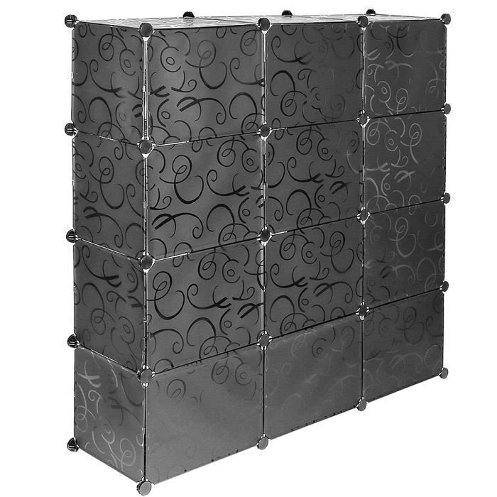 armoire en plastique meuble à chaussures 8 couches avec 12 portes - quiienclee - noir - contemporain - design