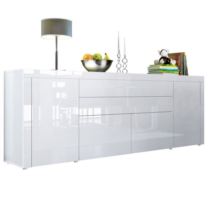Vladon Buffet commode La Paz V2 en Blanc haute brillance - Blanc haute brillance - Blanc haute brillance
