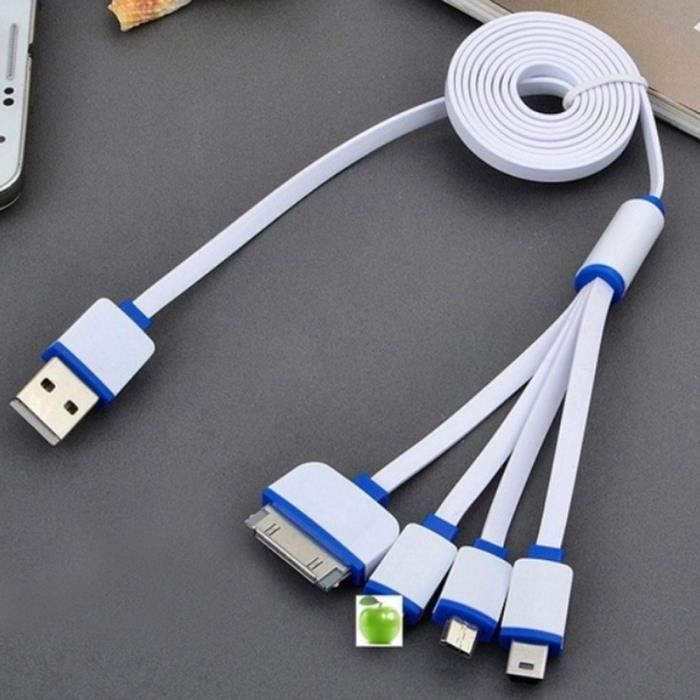 4 en 1 Câble USB Multi Chargeur Pour Mobile Universel iPhone Android ...
