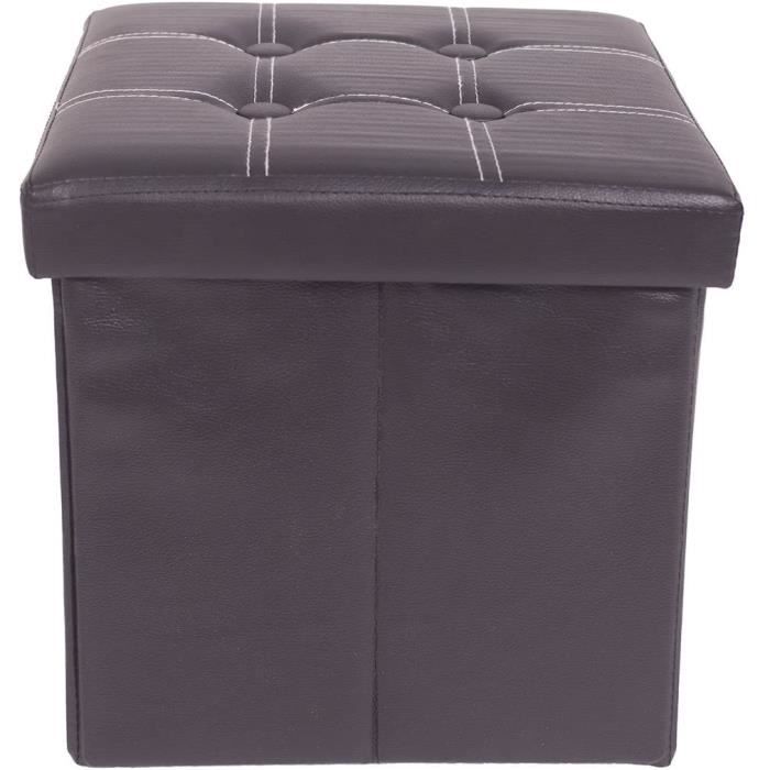 Rebecca Mobili Pouf Rangement Simili Cuir - 30x30x30 Cm - Bordeaux