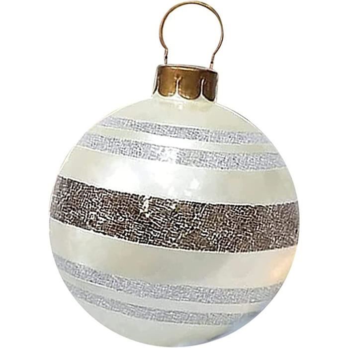Boule De Noël Gonflable Géante 60 Cm - Décoration Extérieure Pour Jardin, Porte, Fenêtre - PVC Résistant Aux Intempéries, Motifs Joyeux Noël