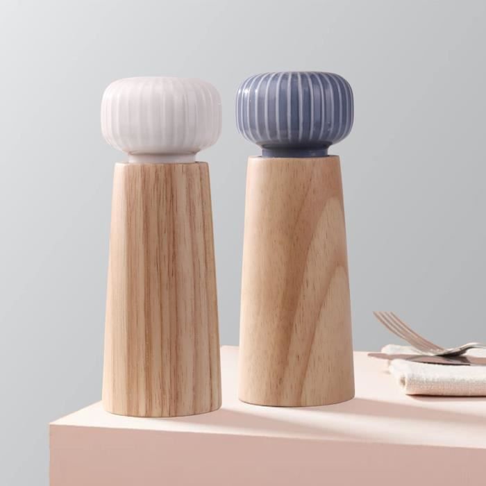 Moulin à Sel Et Poivre Vucchini - Mécanisme Céramique Réglable - Design Double Sphère Lavable Lave-vaisselle - Beige