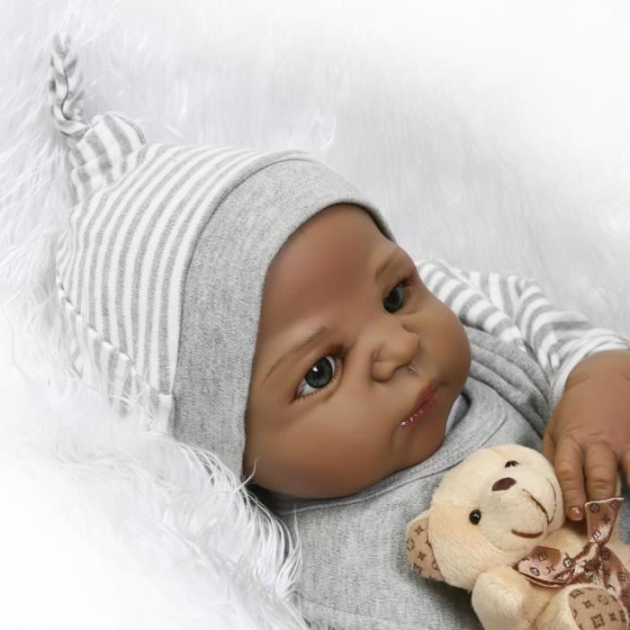 Reborn Bébé Poupée Réaliste 49 cm 19 pouce Poupée Reborn Fille Bebe Yeux  Fermés Bebe Reborn Doll Doux Simulation Silicone Vinyle