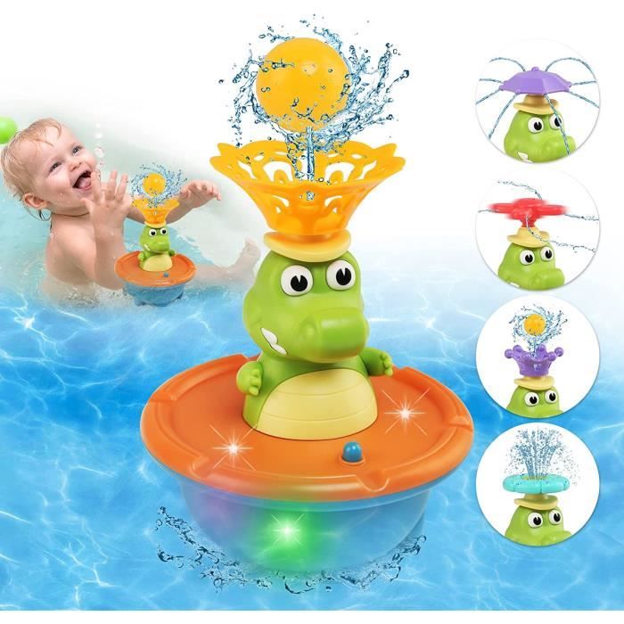 Jouets de bain lumineux pour bébé Arroseur d'eau de baleine Jouets de  piscine 2 en 1 Space UFO Car avec jouet de fontaine musicale pour les
