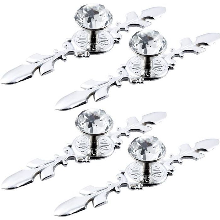 4 Boutons Poignée dentelle Zinc en Strass 30mm decoration Tiroir Porte Placard Armoire Meuble Cabinet