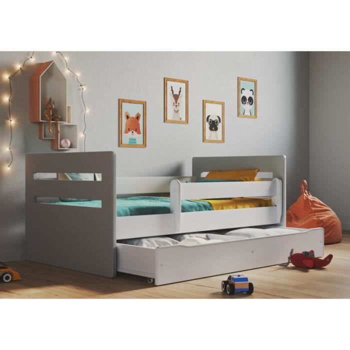 Lit Tomi mix gris - Kocot Kids - 1 place - 80 x 140 cm - A monter soi-même - Bois - Panneaux de particules Lit Tomi mix gris - Kocot Kids - 1 place - 80 x 140 cm - A monter soi-même - Bois - Panneaux de particules