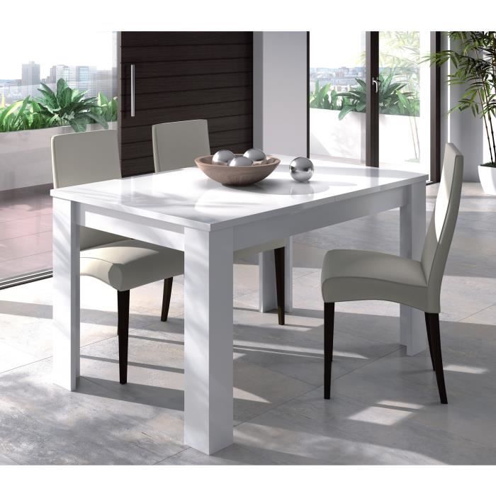 table à rallonge dmora midland - blanc brillant - style contemporain - 140/190x90h78 cm