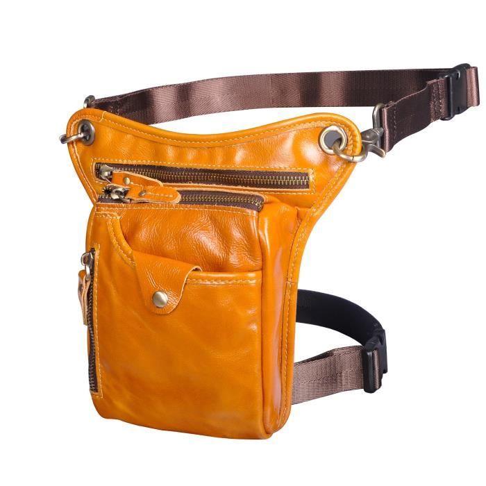 Sac Banane / Ceinture En Cuir Véritable Pour Homme - Fabriqué Main En France - Couleur Cognac/chocolat