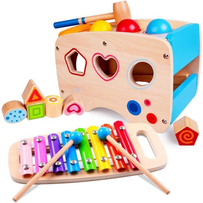 Jouet Bebe 1 An Fille Avec Jouet A Marteler 8 Notes Xylophone En Bois Cube De Tri De Formes Colore Cadeau D Anniversaire Noel De 1 Cdiscount Jeux Jouets