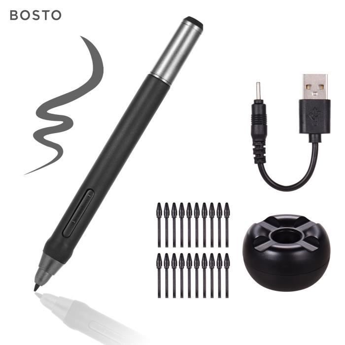 Stylo numérique BOSTO 8192 niveaux de pression stylet sans batterie avec  support de stylo 20pcs Pen Nip - Cdiscount Téléphonie