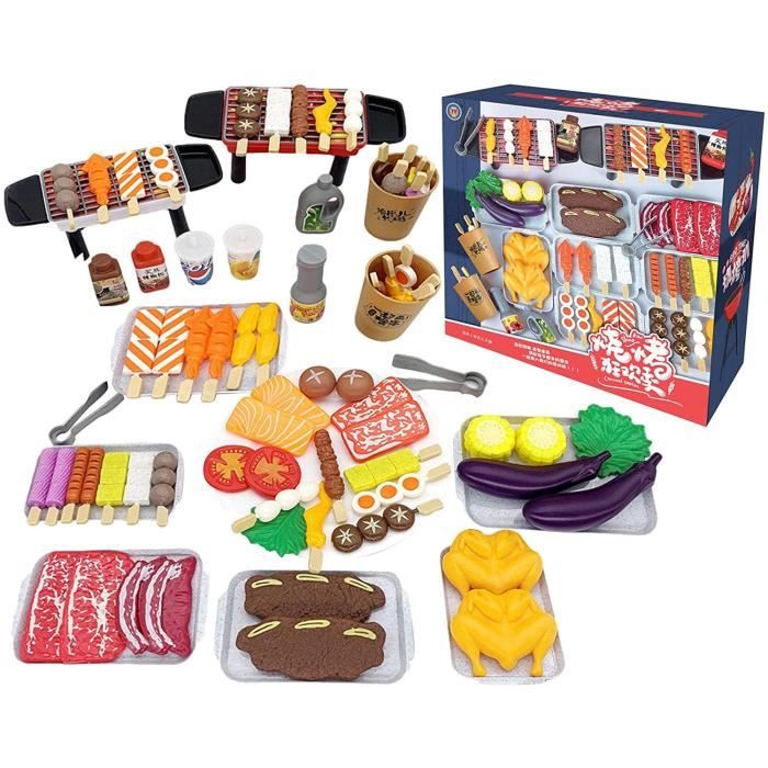 Jouet Barbecue Enfant – Set De Cuisine Avec Grillades Factices, Sauce, Spatule Et Accessoires – ABS – Jeu De Rôle éducatif – Dès 3 Ans – 22x16x6 Cm